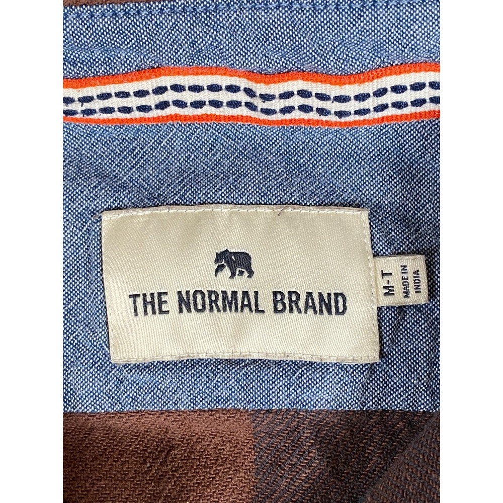 The Normal Brand Shirt Men's M-T Brown Blue Plaid Flannel Long Sleeve Cotton - Picture 9 of 10